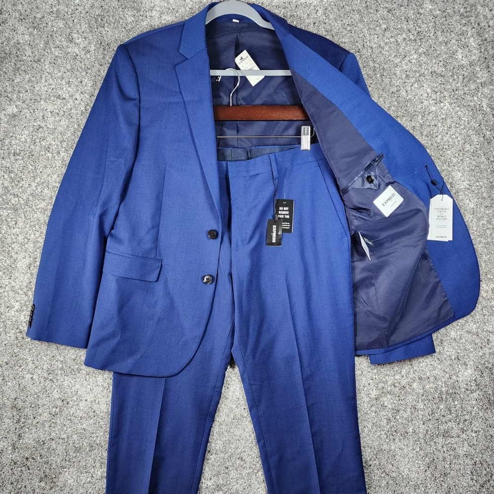 Express Performance Suit $228 Men 40S 32x30 Extra Slim Stretch Wool Blend New